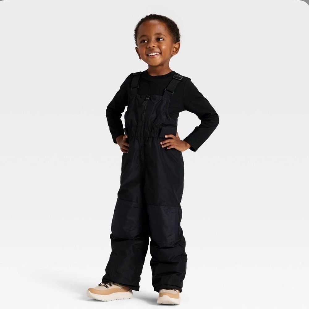Cat & Jack Kids Black Insulated Snow Bibs Water Resistant Overalls 4T NEW